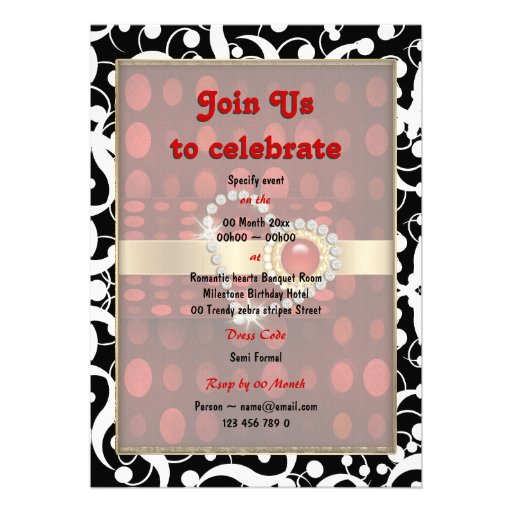 "Valentine's day" red black elegant heart Personalized Invite