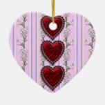 Valentine's Day Red Hearts on Pink Christmas Ornament