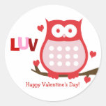 Valentine's Day Red Owl Candy Favor Sticker
