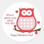 Valentine's Day Red Owl Candy Favor Sticker