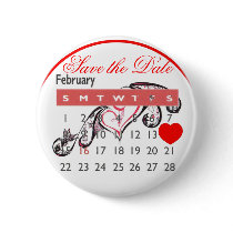 Valentine's Day Save the Date Cute Calendar buttons