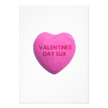 Valentines Day Sucks Pink Candy Heart Custom Invitation