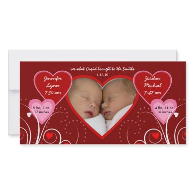 ADD YOUR OWN PHOTO - Valentine's Day Photo Cards - Twin Babies Announcement ADD YOUR OWN PHOTO - Valentine's Day Photo Cards - Twin Babies Announcement