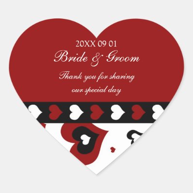 Valentine's Day Wedding Favor Tags Red Hearts Stickers