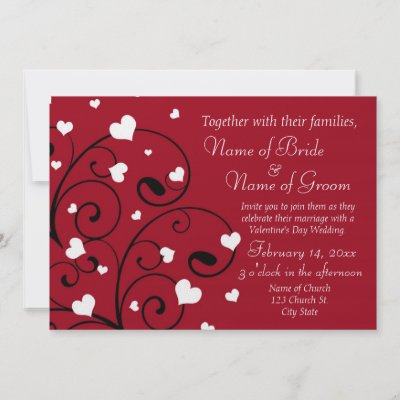 Valentine's Day Wedding invitations in classic red black and white with 