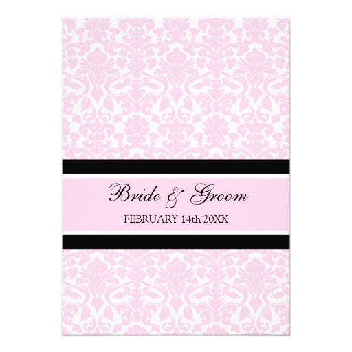 Valentine's Day Wedding Invitations Pink Damask