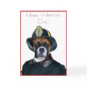 Valentine's Fireman boxer dog greeting card by ritmoboxer Valentine's Fireman boxer dog greeting card