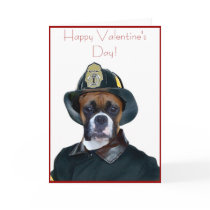 Valentine's Fireman boxer dog greeting card by ritmoboxer Valentine's Fireman boxer dog greeting card
