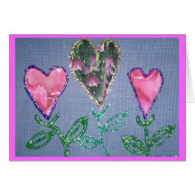 Valentine's  Flowers Collage with Glitter Greeting Card