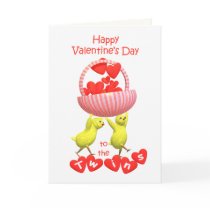 Valentine's for Twins Chicks Hearts Basket Greeting Cards
