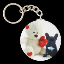 Valentine's French Bulldog puppy keychain keychains