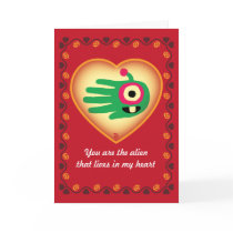 Valentine's Hand Alien Card