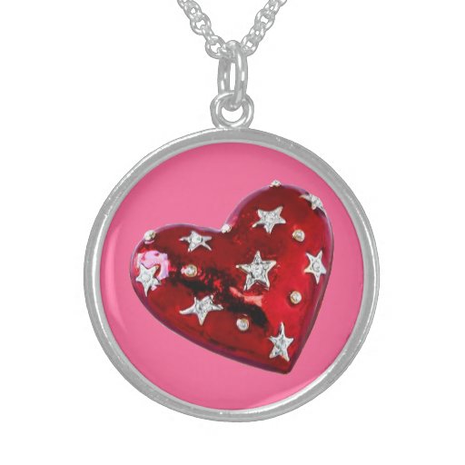Valentine's Jeweled Heart Sterling Silver Necklace
