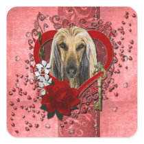 Valentines - Key to My Heart - Afghan Square Sticker