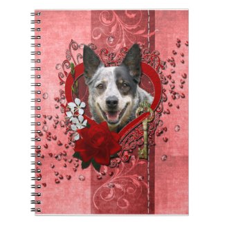 Valentines -Key to My Heart -Australian Cattle Dog notebook
