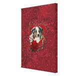 Valentines - Key to My Heart - Australian Shepherd Stretched Canvas Prints