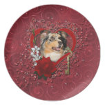 Valentines - Key to My Heart - Australian Shepherd Party Plates