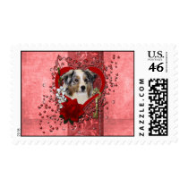 Valentines - Key to My Heart - Australian Shepherd Stamp