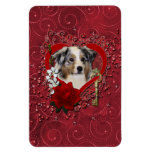 Valentines - Key to My Heart - Australian Shepherd Flexible Magnets