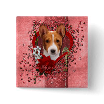 Valentines - Key to My Heart - Basenji Pinback Button