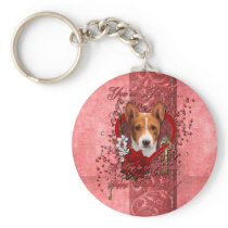 Valentines - Key to My Heart - Basenji Key Chain