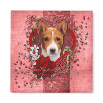 Valentines - Key to My Heart - Basenji Magnet