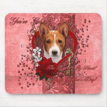 Valentines - Key to My Heart - Basenji Mouse Pad