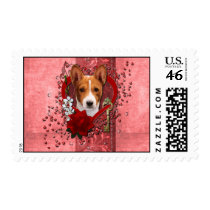 Valentines - Key to My Heart - Basenji Postage