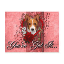 Valentines - Key to My Heart - Basenji Post Cards