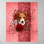 Valentines - Key to My Heart - Basenji Poster
