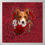 Valentines - Key to My Heart - Basenji Poster
