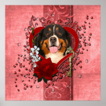 Valentines - Key to My Heart -Bernese Mountain Dog Posters