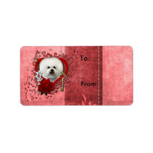 Valentines - Key to My Heart - Bichon Frise Custom Address Labels