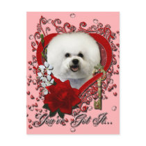 Valentines - Key to My Heart - Bichon Frise Post Card
