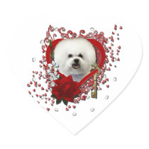 Valentines - Key to My Heart - Bichon Frise Sticker