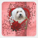 Valentines - Key to My Heart - Coton de Tulear Square Stickers