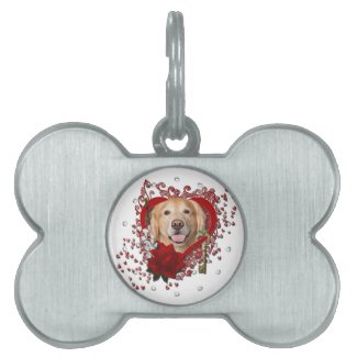 Valentines - Key to My Heart - Golden Retriever - Pet Name Tags