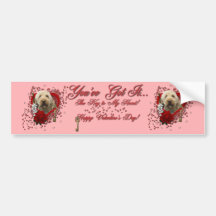 Valentines - Key to My Heart - GoldenDoodle Bumper Stickers