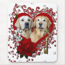Valentines - Key to My Heart Goldens Corona Tebow Mouse Pad