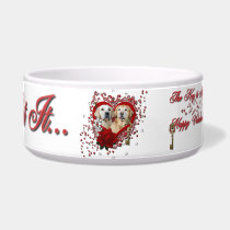 Valentines - Key to My Heart Goldens Corona Tebow Dog Bowl