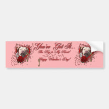 Valentines - Key to My Heart - Pitbull Jersey Girl Bumper Stickers