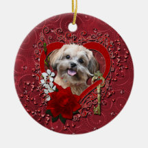 Valentines - Key to My Heart - ShihPoo - Maggie Christmas Ornament