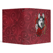 Valentines - Key to My Heart - Siberian Husky 3 Ring Binder