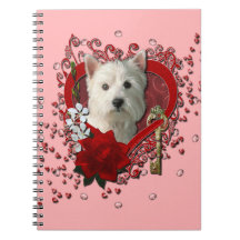 Valentines - Key to My Heart West Highland Terrier Spiral Notebooks