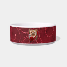 Valentines - Key to My Heart - Yorkshire Terrier Cat Bowl