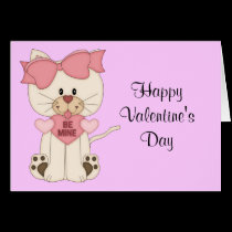 Valentine's Kitty with Be Mine Hearts cards
