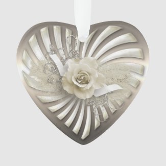 Valentine's Ornament - Heart & Rose Acrylic