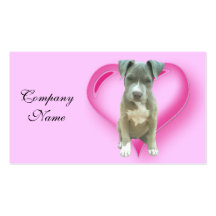 Valentines Pitbull puppy Business Card Template