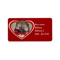Valentine's pomeranian puppy personalized address label