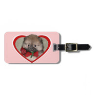 Valentine's pomeranian puppy travel bag tag